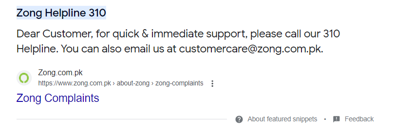 zong contact screenshot helpline from google search
