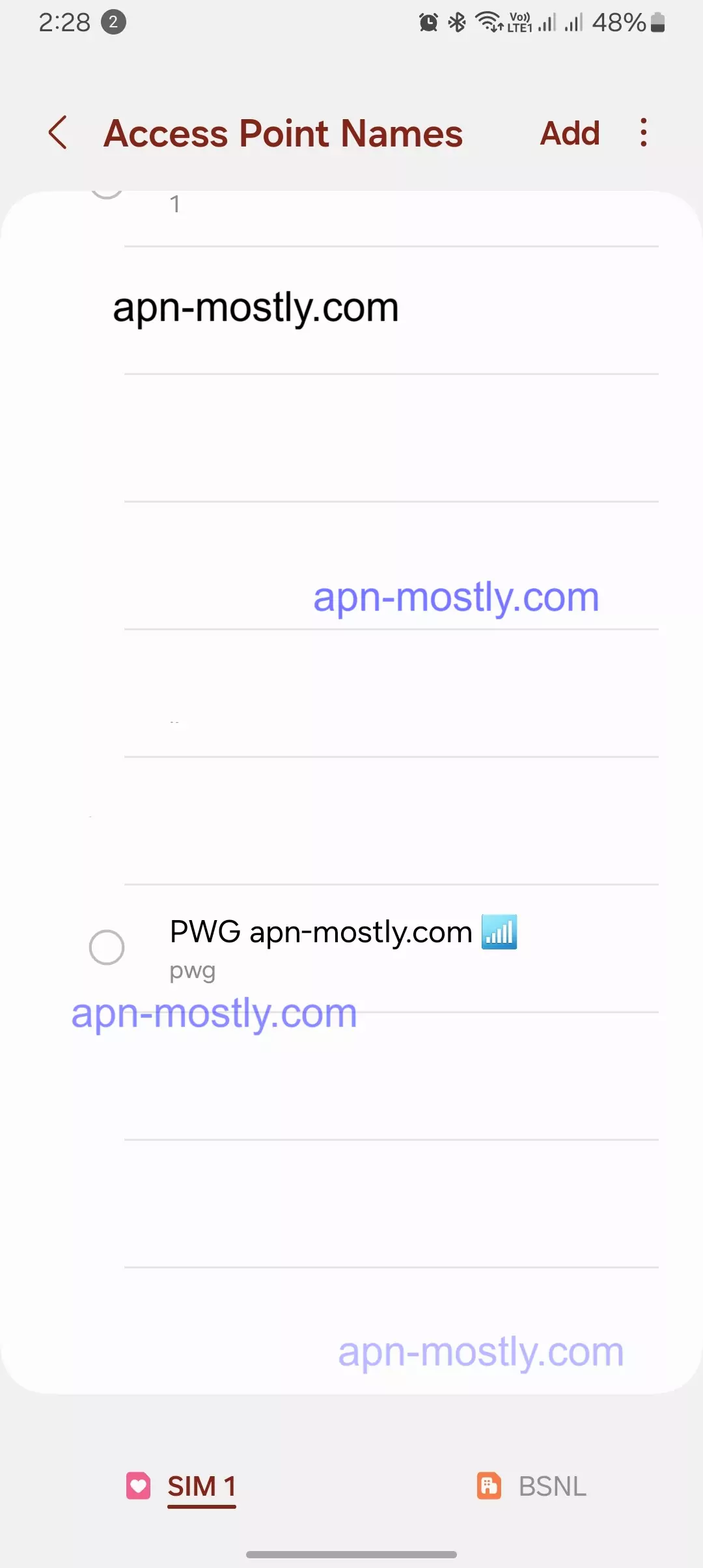 screenshot of acccess point names with PWG