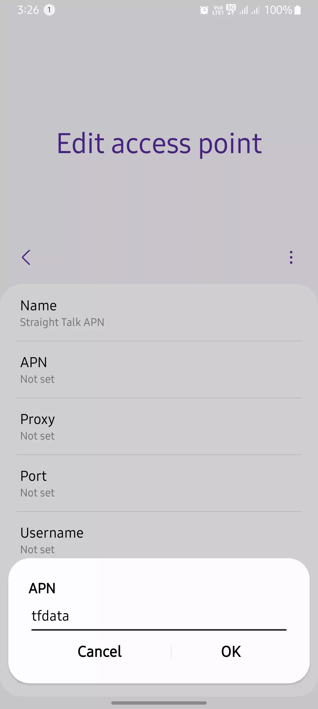 adding the apn into straight talk