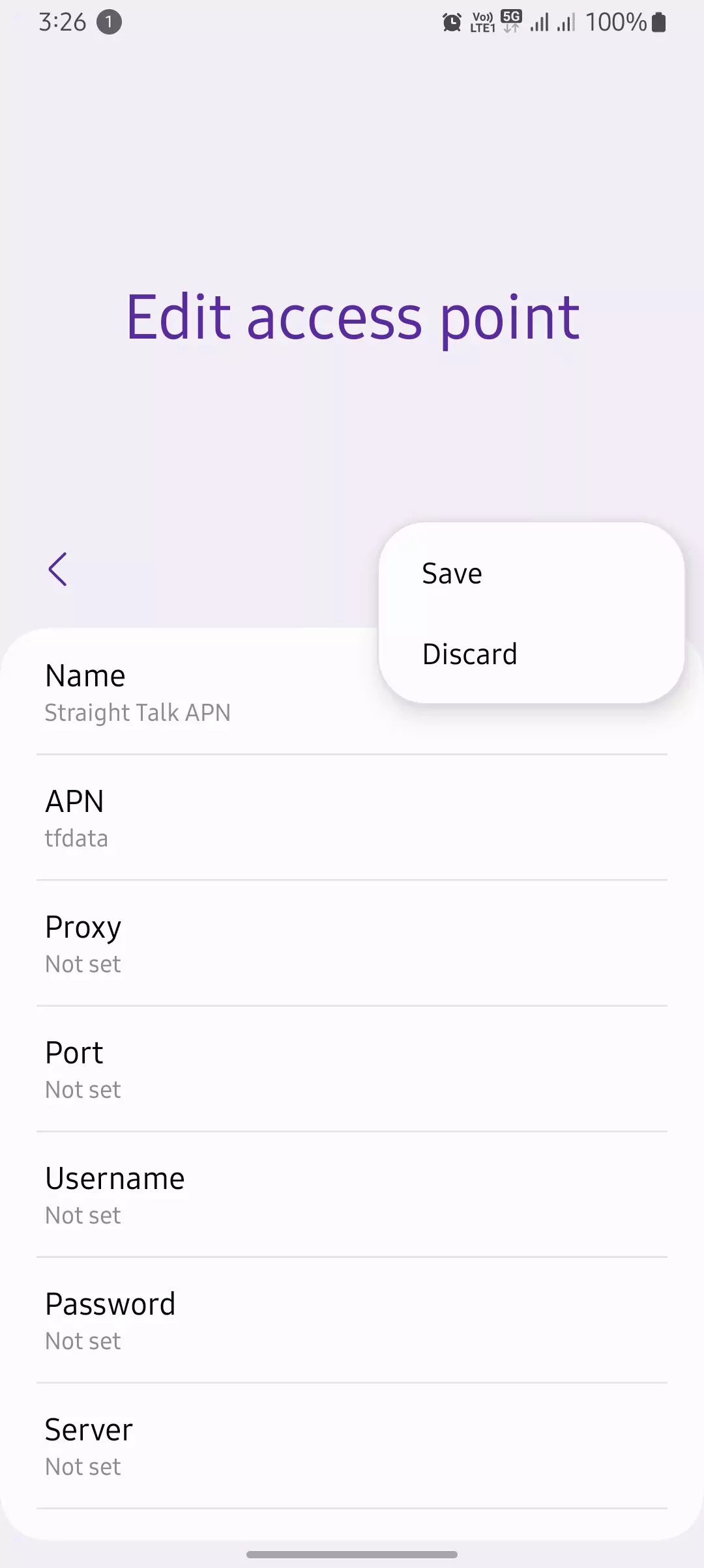 edit access point save and discard for straighttalk