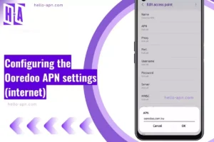 configuring the ooredoo APN with overlay text and screenshot