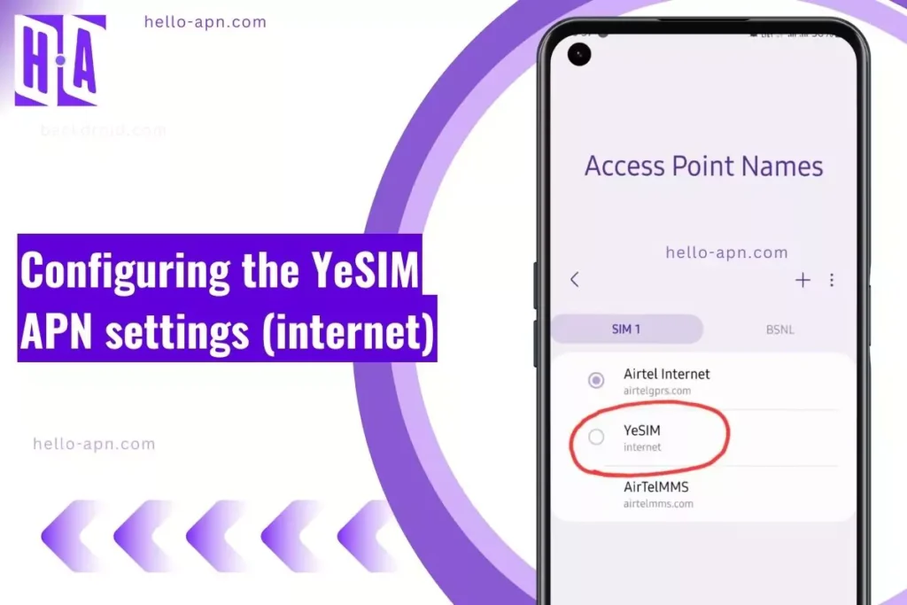 configuring the yesim APN