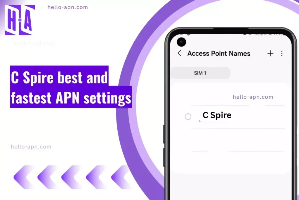 screenshot of the C Spire apn with similar overlay text
