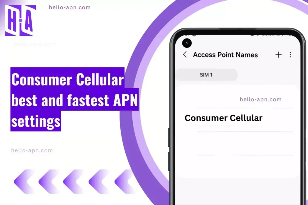 screenshot of the Consumer Cellular with overlay text APN