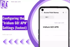 screenshot of the Iridium GO! APN with overlay text