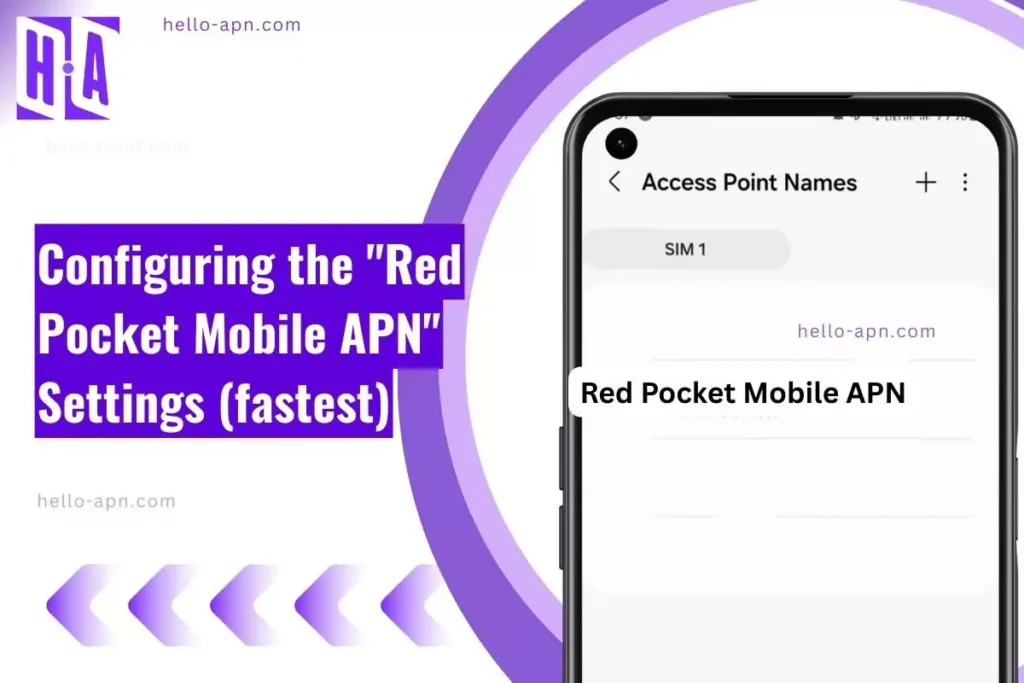 screenshot of the Red Pocket Mobile APN with same overlay text configured