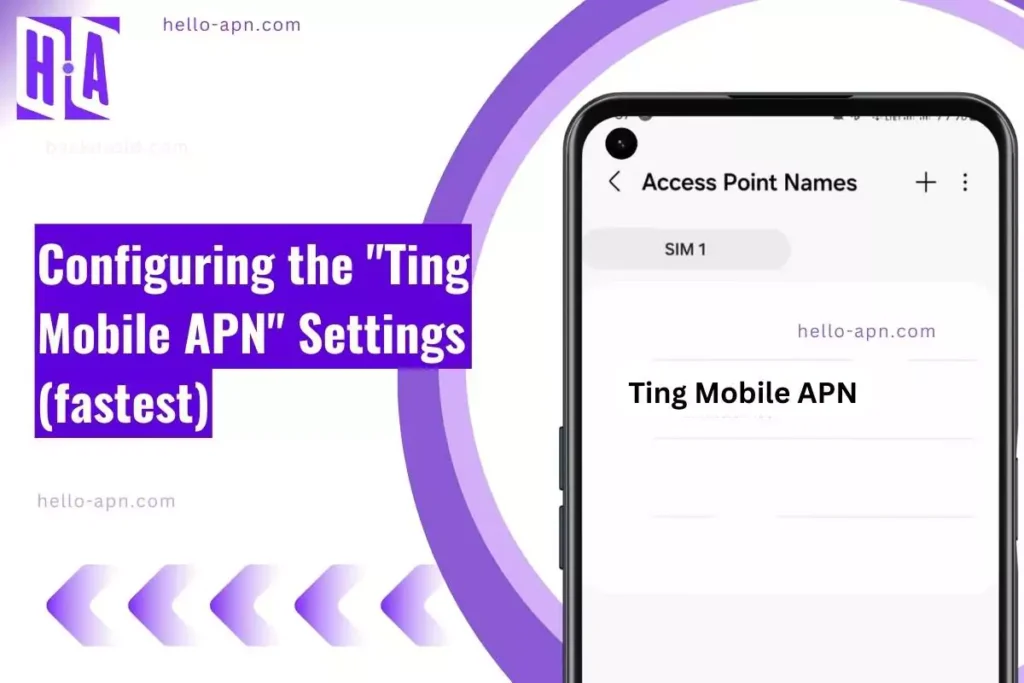 screenshot of the Ting Mobile APN with same overlay text to configure