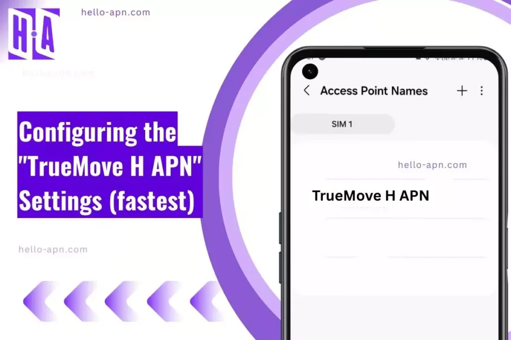 screenshot of the TrueMove H APN with similar overlay text