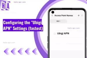 screenshot of the Ubigi APN with overlay text