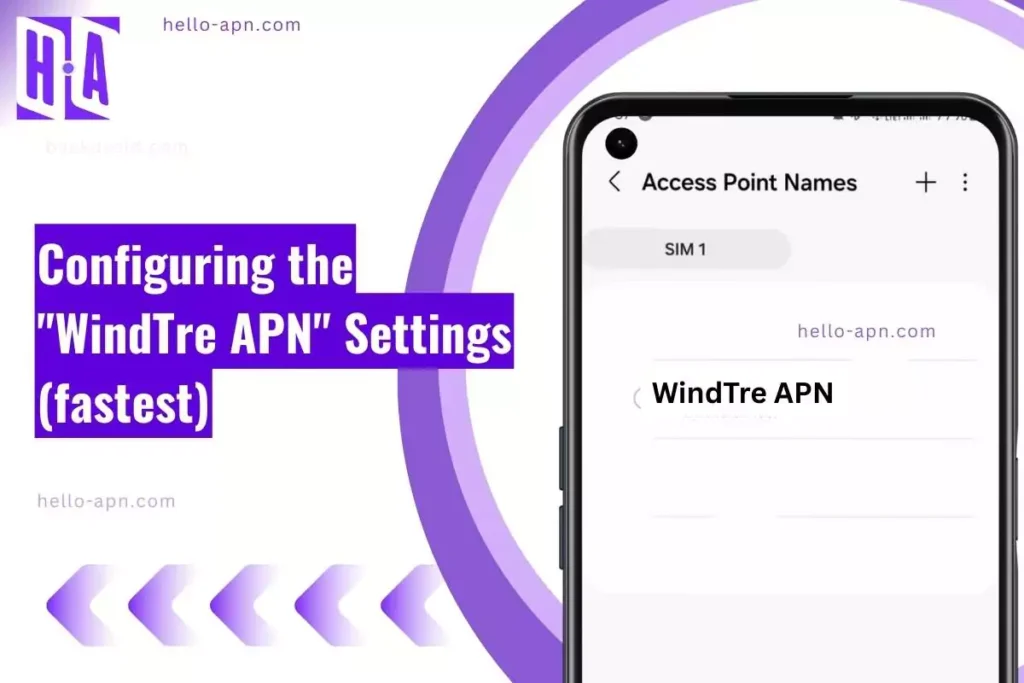 screenshot of the WindTre APN with configured overlay text