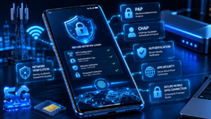 APN Authentication Type guide showing PAP, CHAP, and None authentication options in Android APN settings for mobile data configuration.